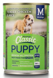 Montego Classic Wet Puppy Food Chicken &amp; Rice Tins 385g