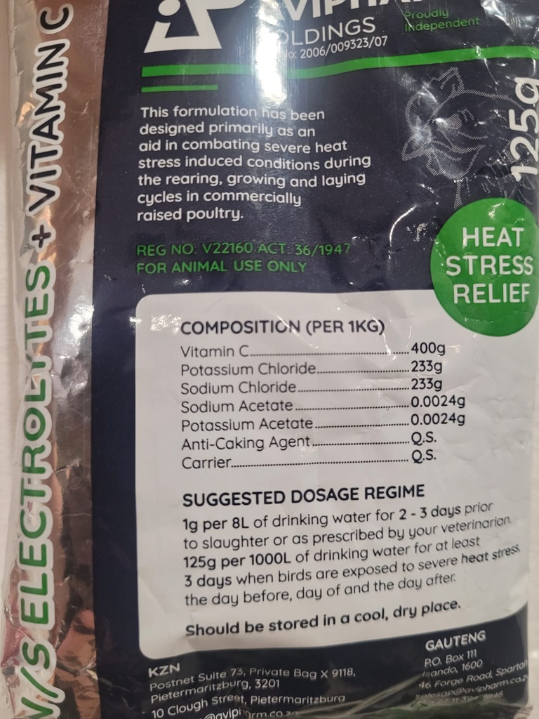 Electrolytes + Vit C 125g (Avipharm)